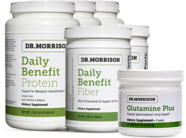 Dr. Morrison Daily Benefit Protein, Fiber and Glutamine Plus supplements