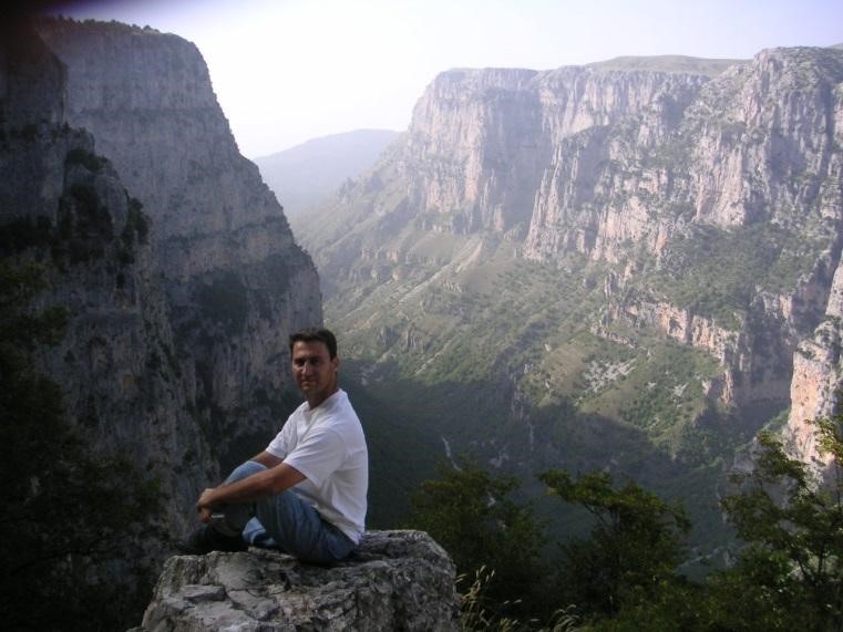 A brief rest on a mountain hike. Vikos Gorge, 2006. 
